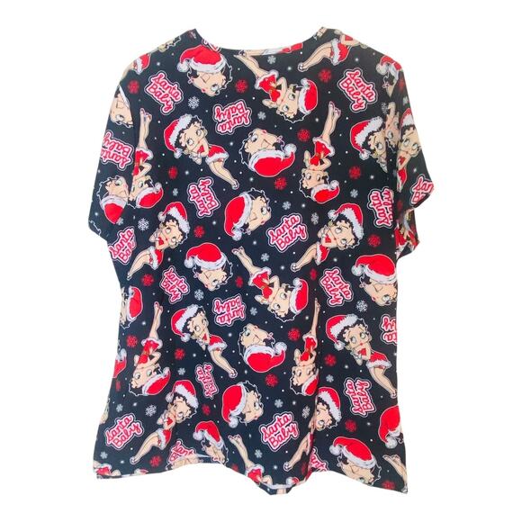 4200 Nursing Scrub Tops Womens 1X V-Neck Lot of 2 Chirstmas Betty Boop Garfield - Picture 5 of 9